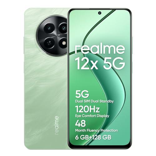 37% DESCUENTO realme Teléfono Móvil 12x 5G 6+128GB, Procesador 5G de 6 NM, Cámara con IA de 50 MP, Diseño Ultrafino de 7,89 mm, Gran batería de 5000 mAh, NFC, Verde Pluma, no Incluye Adaptador