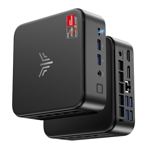 NiPoGi E3B Mini PC, AMD Ryzen 7 5700U(hasta 4.3GHz, 8C/16T), 32GB RAM 1024GB(1TB) NVMe SSD Mini Ordenador de Sobremesa para Oficina,Cine en casa,Empresas【DP+HDMI+Type C/WiFi 6/BT 5.2】
