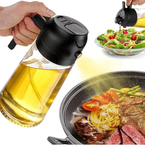 38% DESCUENTO SWEET VIEW 470ml 2 en 1 Dispensador de Aceite y Pulverizador de Aceite, Vertedor Dispensador de Aceite de Oliva para, Cocina, Cocinar,Freidora de Aire,Ensalada, Barbacoa (Negro)