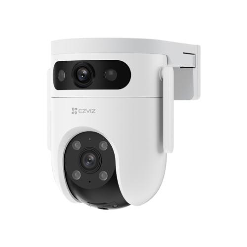 EZVIZ 6MP Cámara Vigilancia WiFi Exterior Doble Lente 2K+2K, 360° Cámara IP de Seguridad con Visión Nocturna en Color, Detección IA de Personas/Vehículos, Audio Bidireccional, Modos de Patrulla, H9c