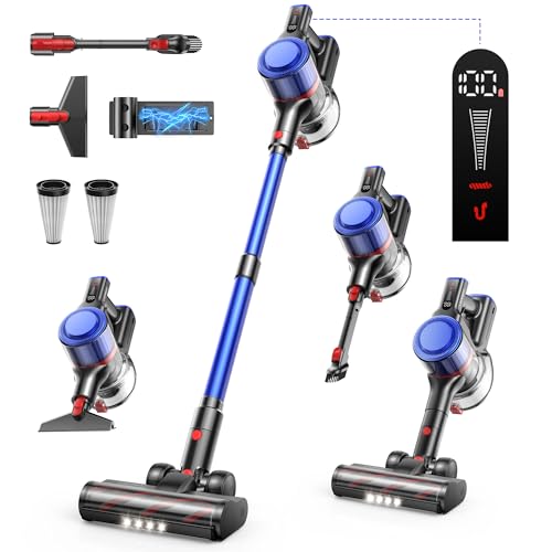 24% DESCUENTO 45kPA/550W Aspiradora sin Cable con Tableta Aromática 60Mins Escoba Aspiradora Vertical sin Cable Potente Antienredo Carga en Pared,Cepillo para Sofá 1.5L,für harte Böden, Teppiche und Tierhaare
