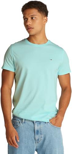 50% DESCUENTO Tommy Jeans Camiseta de Manga Corta Hombre Jersey tee Slim Fit, Turquesa (Spring Mint), XL