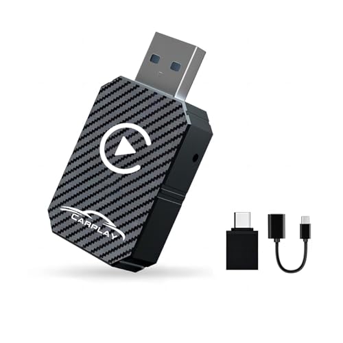 Adaptador Carplay Inalámbrico, actualización 2024 Wireless CarPlay para Coches, Convierte Adaptador Carplay con Cable a Inalámbrico para Control Inalámbrico Plug & Play Carplay Compatible iOS 10+