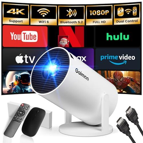 36% DESCUENTO [App integrada] Proyector 1080P FHD 4K Supote 2025 Upgraded Proyector Portátil Dual Control con Ratón Android TV WiFi 6 BT5.2 180° Rotation HDMI/TV Stick/USB/PS5/Laptop, con Cable HDMI y Ratón, Blanco