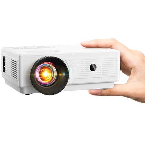 Konsoefuly Proyector Portátil para Cine en Casa HD 1080P Mini Proyector, Corrección Trapezoidal de ±30°, Zoom Ajustable al 50%, Compatible con iOS, portátiles, PC, TV Stick, Unidades USB