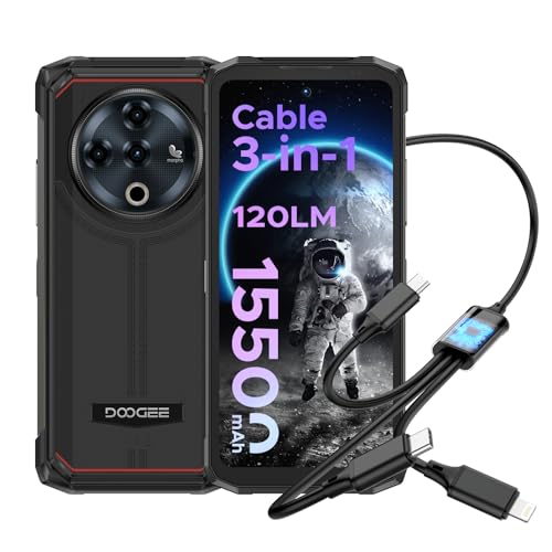 31% DESCUENTO DOOGEE Fire 6 Power Movil Irrompible 6.56» HD+/90Hz, 20GB+256GB/2TB Android 14 Movil Resistente, 15500mAh Linterna de Doble luz, 50MP, NFC/GPS/Face ID/Huella ID/Doble SIM 4G Móvil Rugerizado