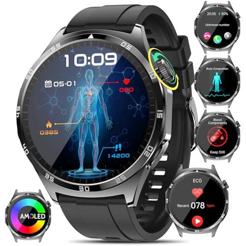 34% DESCUENTO 2025 ECG Reloj Inteligente con 𝐆𝐥𝐮𝐜𝐨𝐬𝐚/HRV/Ácido Úrico/Lípidos/BMI, 1.43″AMOLED Salud Smartwatch con Detección BMI/Fatiga/Emociones/Temperatura Corporal/Presión Arterial/Sueño, para Android iOS