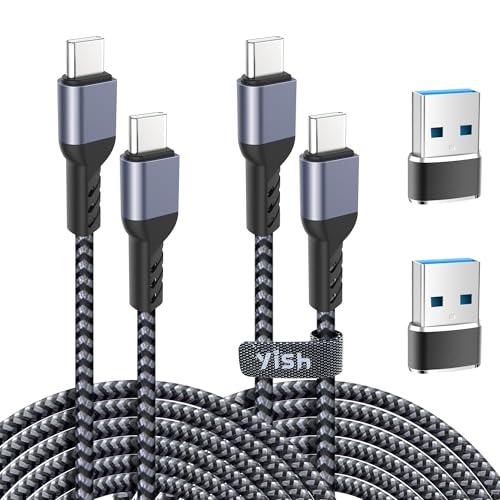 32% DESCUENTO YISH Cable USB C Carga Rápida：65W Cable USB C a USB C 3A Cable Carga Rápida Tipo C Nylon Datos Cable USB Tipo C a Tipo C Compatible con iPhone 16 15 Pro Max Samsung Galaxy S24 S23 iPad MacBook [2M+2M]