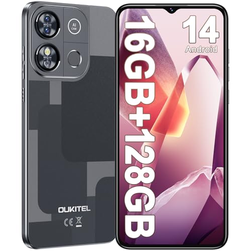 25% DESCUENTO OUKITEL C57 Pro Telefonos Moviles Libres 2025, Smartphone Android 14, 6,52″ HD Móvil, 16GB(4+12) RAM + 128GB ROM/TF 1TB, Batería 4300mAh, Cámara 13MP, 4G Dual SIM/OTG/GPS/Fingerprint/Face ID   Negro