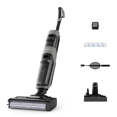 40% DESCUENTO Rowenta X Clean 4, Fregona Eléctrica Sin Cable, 2 en 1 Aspira y Friega a la vez, 200 W, Pantalla De Control Inteligente, Ajuste Automático De Limpieza: Eco, Auto Y Max, Negro, GZ5036WO
