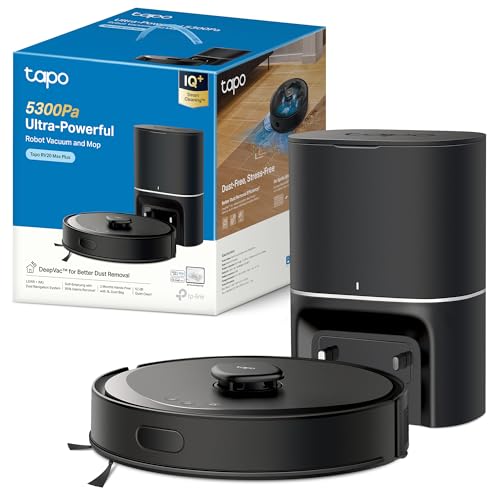 23% DESCUENTO Tapo RV30 MAX Plus Robot Aspiradora, potencia de succión ultra de 5300 Pa con fregado, base de vaciado automático de 3 l, navegación LiDAR+IMU avanzada, control por voz y aplicación