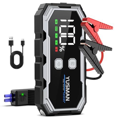 56% DESCUENTO YUSMAN Arrancador de Baterias de Coches, 3000A 12V para 7L de Gasolina o 5L de Diésel, Arrancador Coche Portatil con Pantalla LCD, Jump Starter con 3 Modos LED, Carga Rápid
