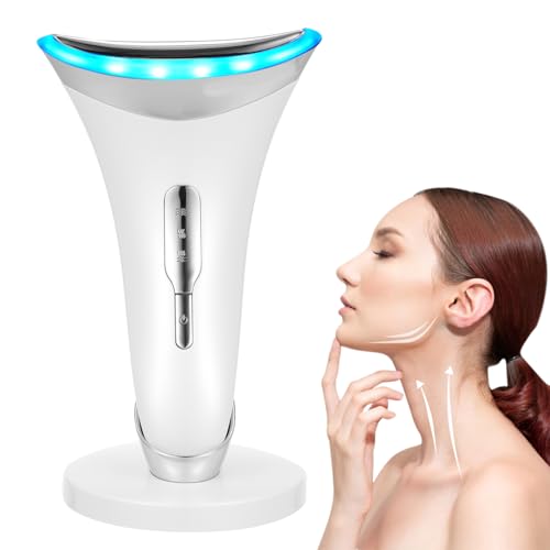 Bestauty Masajeador Facial Eléctrico Antiarrugas, EMS Lifting Reductor de Papada con 3 Modos de LED y Calentamiento a 45°C, Masajeadores Faciale para Atenúa las Arrugas del Cuello y Reafirma la Piel