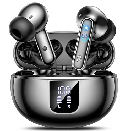 Auriculares Bluetooth intrauditivos, auriculares inalámbricos ANC Bluetooth 5.4, Modo transparencia Cascos Sonido estéreo con graves profundos, 36H Tiempo de reproducción Pantalla LED, IP7 Impermeable