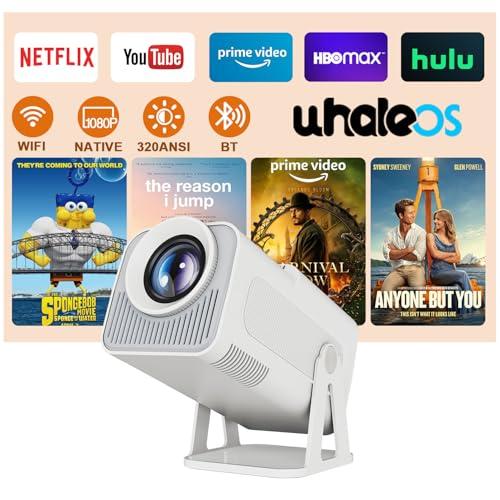 Proyector 4K Netflix Licencia Oficial, HY320 NTV Proyector Inteligente 320ANSI con WiFi y Bluetooth, Asistente de Voz ChatGPT, Mini Proyector Portátil de Cine en casa para, 1080P Nativo Proyector