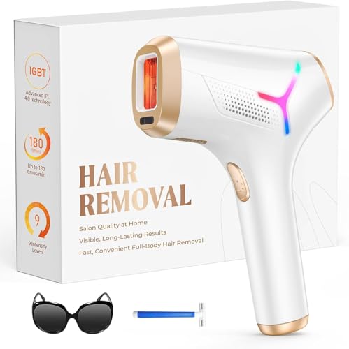 IPL Depilación Láser con Doble Flash HR y Potente Modo HR+ – 999,900 Pulsos de Luz y 9 Niveles de Energía, Depiladora Luz Pulsada Sin Dolor para Hombres, Mujeres oro