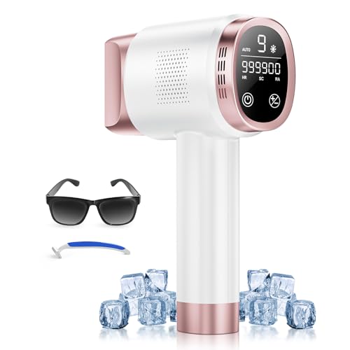 26% DESCUENTO 21J Depiladora Laser con Función de Refrigeración, 600NM 1200NM Onda de Luz Roja, Pantalla táctil LCD, 3 en 1 Depiladora Luz Pulsada con 9 Niveles de Energía para Bikini, Axilas, Cara, Cuerpo Oro Rosa