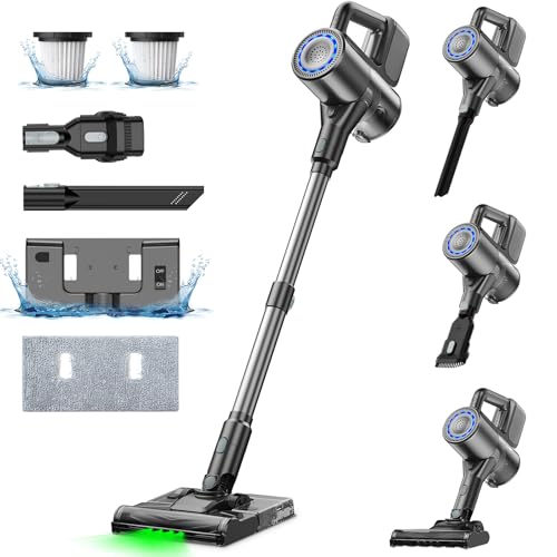 VersLife Aspiradora sin Cable con Mopa, S7 Plus 40Kpa, Aspira y Friega 2 en 1, Aspirador Escoba sin Cable y Fregasuelos con Luz Verde, Ideal para Cualquier Superficie y Pelos de Mascotas