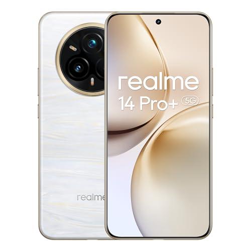 realme 14 Pro+ Smartphone 5g, 8+256GB, Blanco,Cámara Sony 3X Periscópica con OIS,Diseño Que Cambia de Color con el frío,Batería 5260 mAh,IP69, Pantalla de 120 Hz, Exclusivo de Amazon (sin Adaptador)