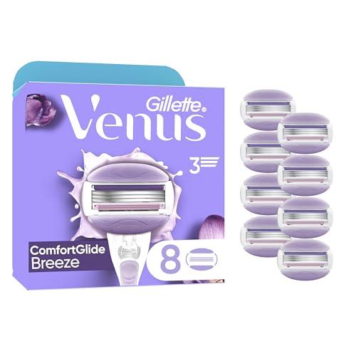 58% DESCUENTO Gillette Venus ComfortGlide Breeze Recambios Para Maquinilla Para Mujer, Pack de 8 Cuchillas De Recambio Con 3 Hojas y Banda Lubricante, Depilación Suave