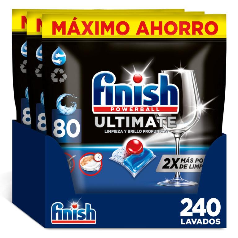 Finish Powerball ULTIMATE 160 | 240 Pastillas para Lavavajillas, Aroma Regular, Eficaz Manchas Resecas, Brillo Diamante, Menos Químicos, Profesional Formato 2×80 | 3×80 | Miravia