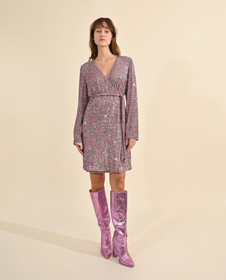 Vestido corto de manga larga con lentejuelas · Molly Bracken · El Corte Inglés