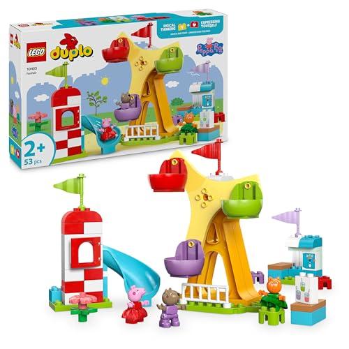26% DESCUENTO LEGO Duplo Peppa Pig Feria Parque de Atracciones con Noria y Tobogán de Juguete y 3 Figuras, Juego para Clasificar por Colores y Desarrollar la Motricidad Fina para Niñas y Niños de 2+ Años 10453