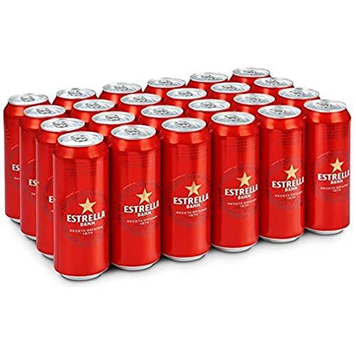 Estrella Damm | Cerveza Doble Malta | Cereales Tostados | Caja 24 Latas 50cl
