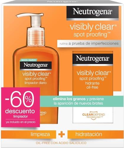 42% DESCUENTO Neutrogena Visibly Clear Spot Controlling, rutina de cuidado facial con ácido salicílico, contiene un gel limpiador facial (1×200 ml) y un hidratante facial (1×50 ml)