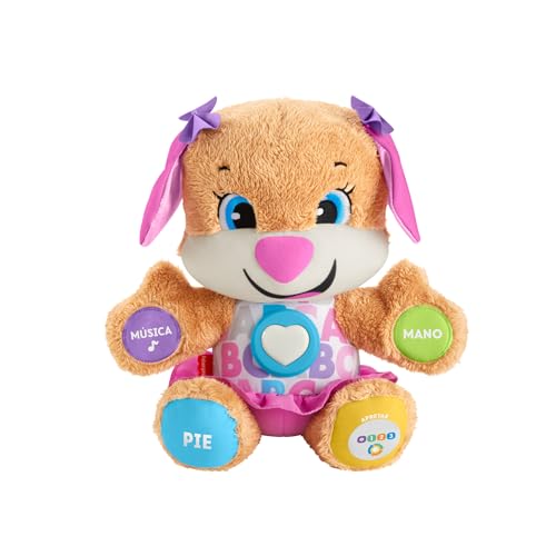 51% DESCUENTO Fisher Price Ríe y Aprende Perrita Primeros Descubrimientos, Peluche Interactivo con Luces y Sonidos, Juguete bebé +6 Meses, versión español (FPP55)