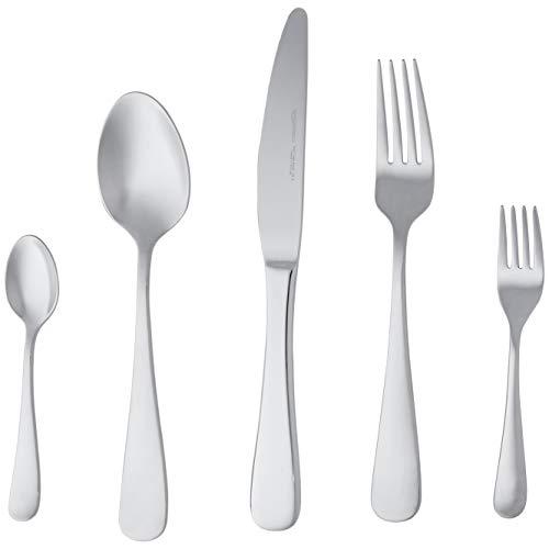 34% DESCUENTO Amazon Basics Juego de cubertería de acero inoxidable de 20 piezas con borde redondeado, servicio para 4, Plateado