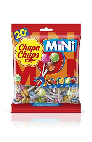 Mini Chupa Chups Caramelo con Palo de Sabores Variados Bolsa de 20 unidades de 6 gr/ud