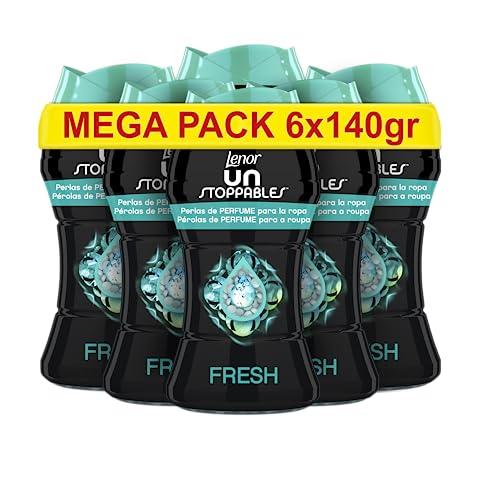 33% DESCUENTO Lenor UNstoppables Perlas Suavizante de Perfume para la Ropa, 62 Lavados (6 x 140 g), Potenciador de Frescor para el Lavado, Fragancia Fresca