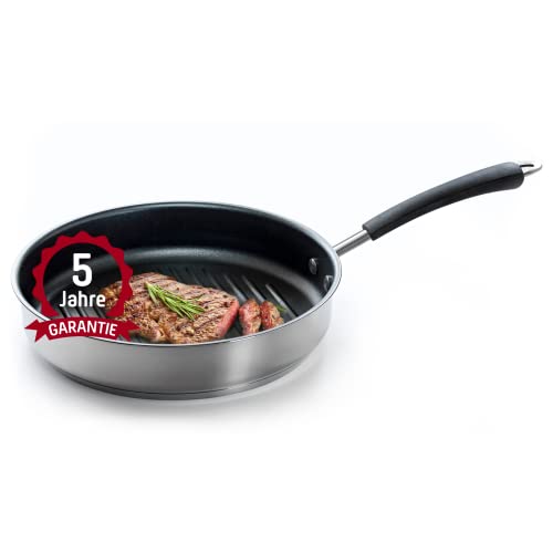 Coolinato COOLGRILL26 Sartén para Barbacoa, Acero Inoxidable, Plateado y Negro