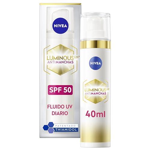 NIVEA LUMINOUS 630 Antimanchas Fluido UV Diario FP50 (1 x 40 ml), crema de cuidado facial, crema antimanchas facial con Thiamidol, ácido hialurónico y vitamina E