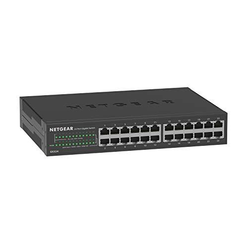 49% DESCUENTO NETGEAR Conmutador Gigabit Ethernet no gestionado de 24 puertos (GS324) De sobremesa, mural o para montaje en bastidor, funcionamiento silencioso