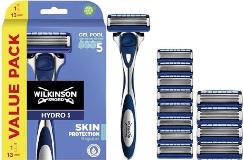 40% DESCUENTO Wilkinson Sword Hydro 5 Skin Protection Regular   Maquinilla de Afeitar de 5 Hojas con 13 Recambios con Banda Lubricante Enriquecida con Pro Vitamina B5