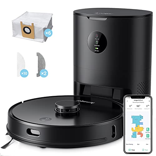 OFERTÓN SUPREMO 69% DESCUENTO Arnagar S8 Pro Robot Aspirador y Fregasuelos, Navegación Robótica Aspiradoras LDS, Vaciado automático, Interactive MultiMap Control por App, Ideal para Pelo de Mascotas y Suelos Duros (Negro)