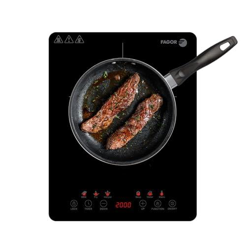 DESCUENTAZO 47% DESCUENTO Fagor Lexie – Placa de Inducción 2000W, Pantalla Táctil, Ultra Slim, 6 Funciones, 9 Niveles de Calentamiento, Temporizador 60 Min, Regulador 80 200º, Bloqueo, Protección Sobrecalentamiento.