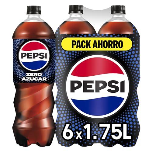 29% DESCUENTO Pepsi zero Refresco de cola con cero azúcar y cero calorías, packs de 6 botellas de 1.75 litros, 10.5 litros en total