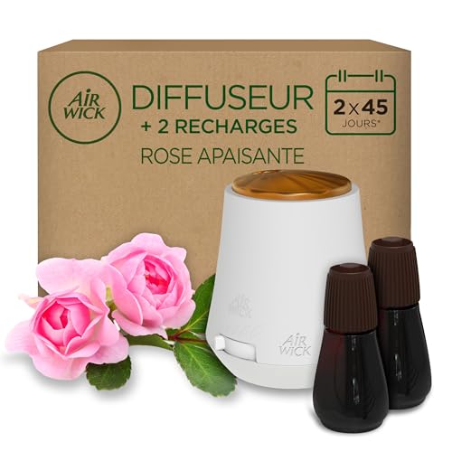 50% DESCUENTO Air Wick Essential Mist Aparato y Recambios de Ambientador Difusor de Aceites Esenciales para Casa con aroma a Rosa, Pack de 1 Aparato y 2 Recambios