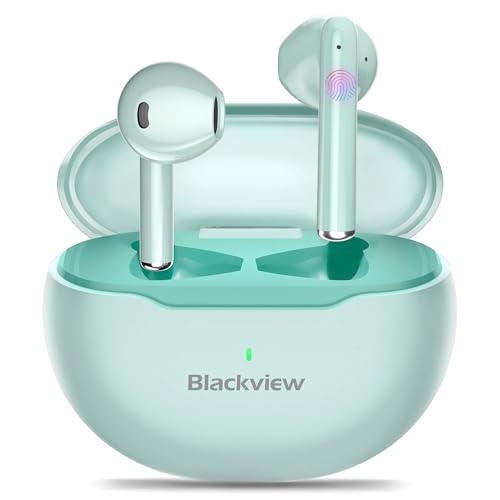 Blackview Auriculares Inalámbricos, Auriculares Bluetooth 5.3 HD Micrófono, Airbuds 6 Cascos Inalambricos/Cancelación de Ruido/HiFi Estéreo/IPX7 Impermeable/Control Táctil/Reproducci 24H(Verde)