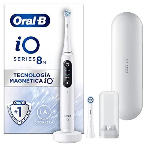 31% DESCUENTO Oral B iO 8N Cepillo de Dientes Eléctrico con 2 Cabezales y 1 Estuche de Viaje, Diseñado por Braun, Regalos Orginales Blanco
