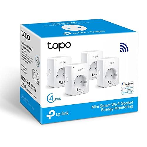 50% DESCUENTO Tapo P110 (4 paquetes) – Mini enchufe inteligente Wi Fi (con monitoreo de energía), programación encendido/apagado, ahorro de energía, compatible con Alexa y Google Home