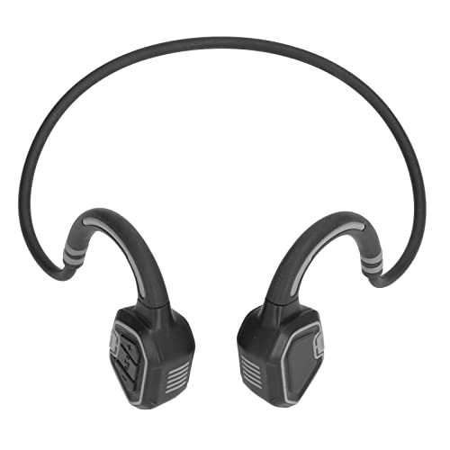Vikye Auriculares de Conducción ósea, Auriculares Abiertos, Auriculares Inalámbricos, Auriculares Deportivos Bluetooth con Micrófono Integrado, Memoria de 16 GB, Auriculares Magnéticos(Gris Plata)