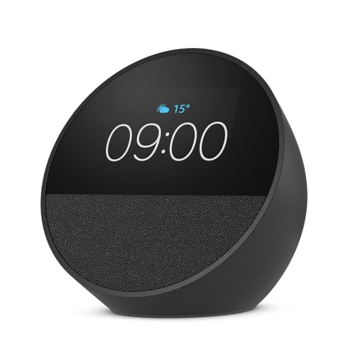 32% DESCUENTO Amazon Echo Spot (modelo de 2024) | Despertador inteligente con sonido de calidad y Alexa | Negro