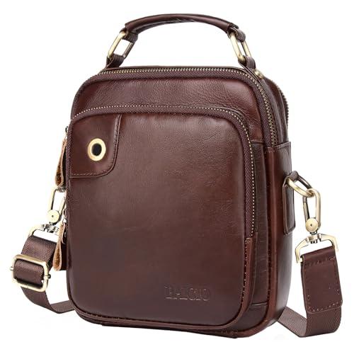 BAIGIO Bolso Hombre Piel Auténtica Bolso de Hombre con Asa Vintage Bolso Bandolera de Trabajo con Correa Desmontable para Oficina Trabajo Viaje y Vida Diaria