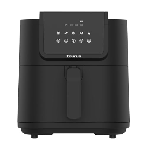 41% DESCUENTO Taurus Freidora De Aire Compacta Sin Aceite XL Aero Crisp | 8L Capacidad | 1.700W | 5 Menús | Temporizador Digital 60 min | Temperatura Ajustable Hasta 200ºC | Air Fryer pantalla Táctil | Libre BPA