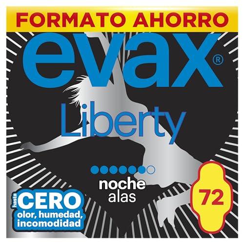 32% DESCUENTO Evax Liberty Noche con Alas, 72 Compresas, Hasta Cero Olor, Humedad e Incomodidad Formato Ahorro