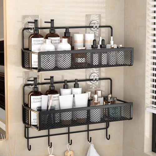 64% DESCUENTO NAROSEBE 2PCS Estante de Ducha con Gancho Estantería para Ducha sin Taladro Organizador Ducha Adhesivo Estantería para Champú de Metal Organizador de Estantes de Baño para Gel de Baño Cosmético Toalla
